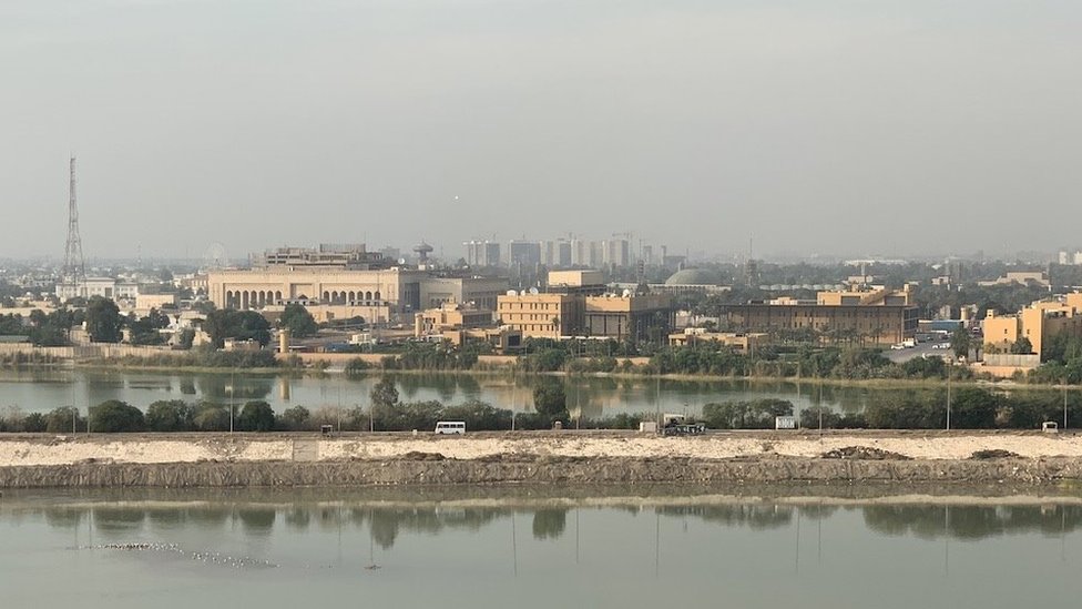 The US embassy in Baghdad (centre of this picture)