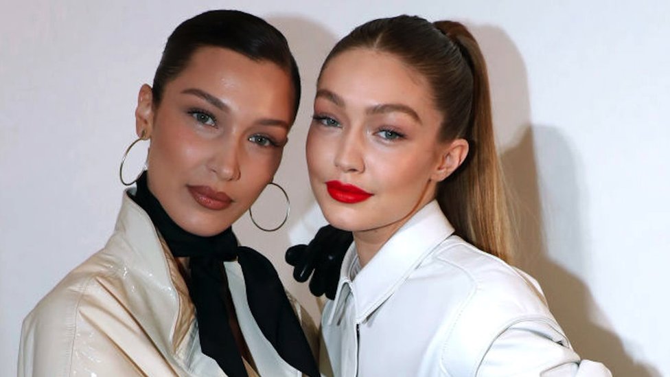 Close up of models Bella and Gigi Hadid