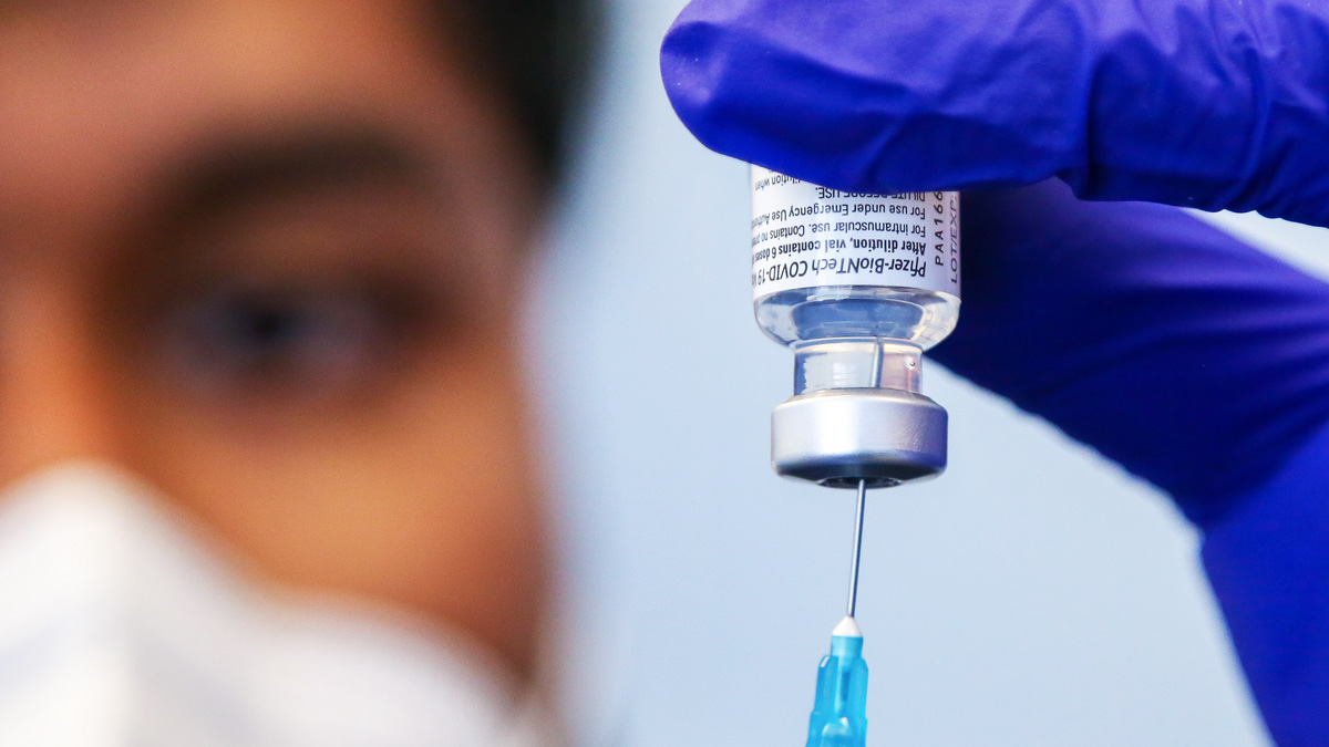 Close-up of a vaccine container