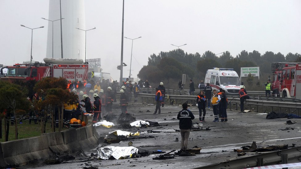 Istanbul Helicopter Crash Four Russians Among Seven Dead Bbc News