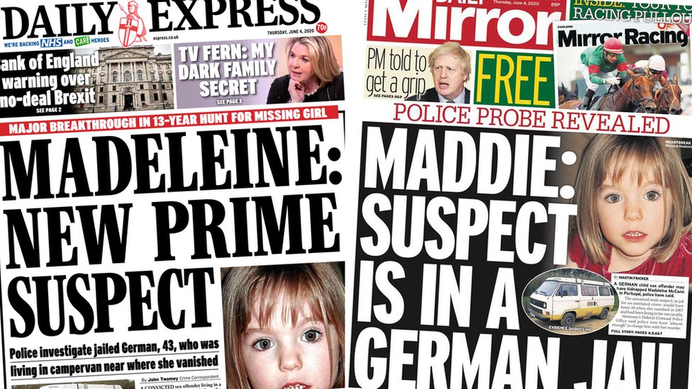 Newspaper Headlines New Suspect In Madeleine Mccann Case Biggest Break Yet c News