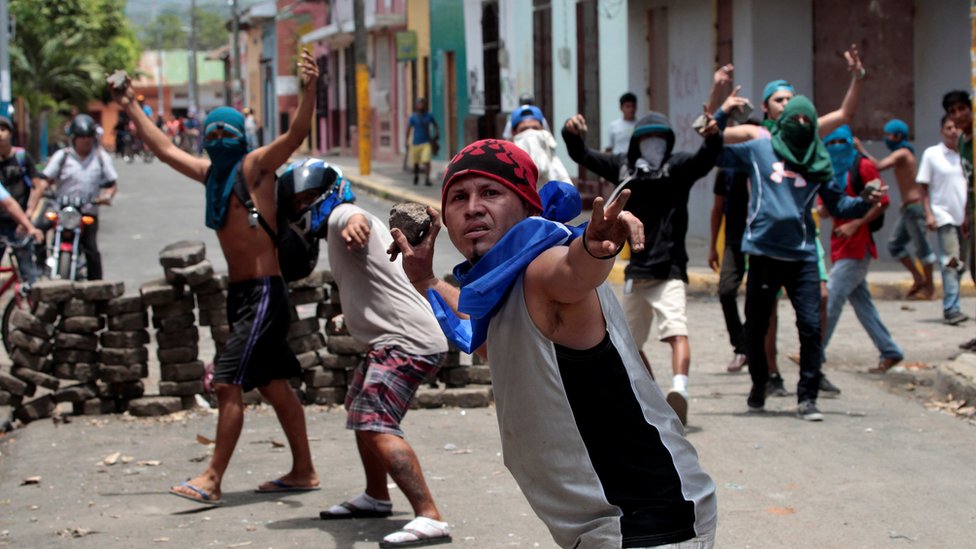 Manifestantes antigubernamentales en Nicaragua.