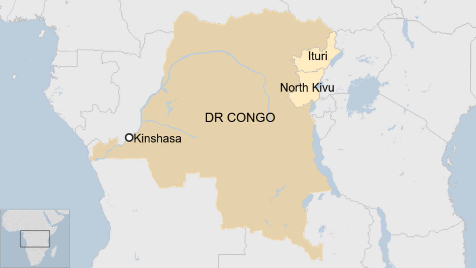 Карта с изображением Демократической Республики Конго