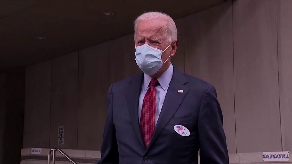 US election: Joe Biden and wife Jill vote early in Delaware