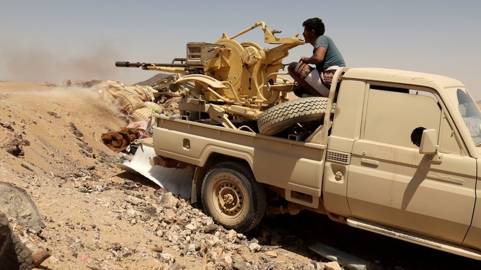 Petempur propemerintah Yaman melawan pemberontak Houthi Marib (28 March 2021)
