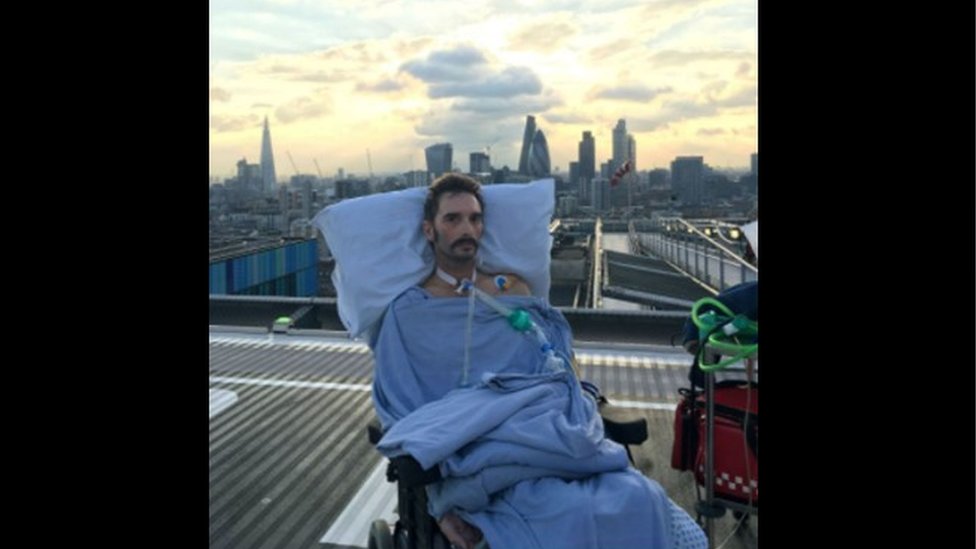 Scott on the helipad at a London hospital