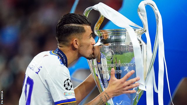 Real Madrid's players celebrate winning the Champions League