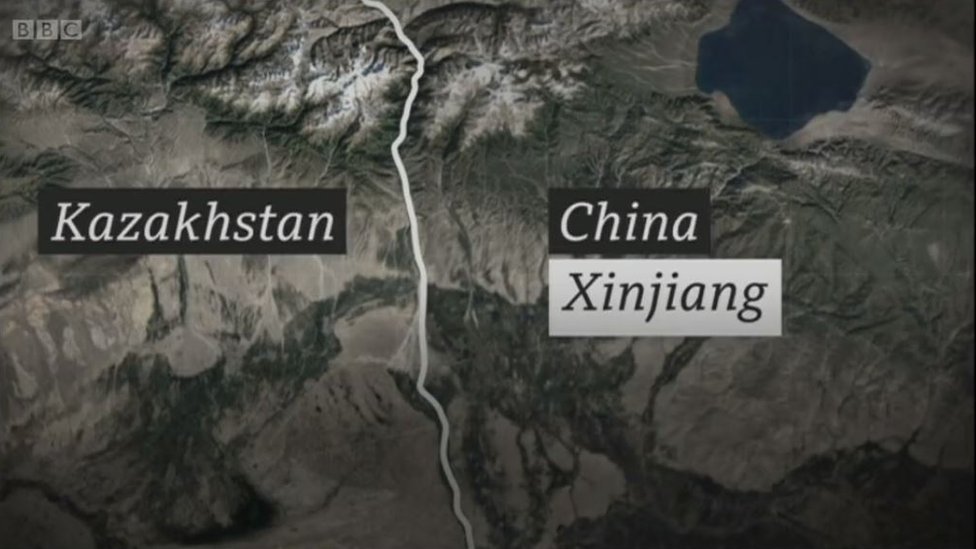 Peta perbatasan Kazakhstan dengan China.