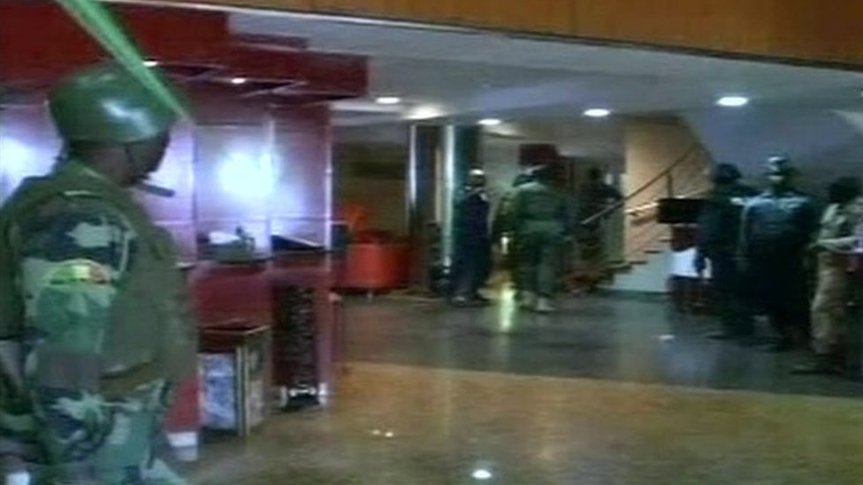 Picture of security forces inside the hotel in Bamako, Mali