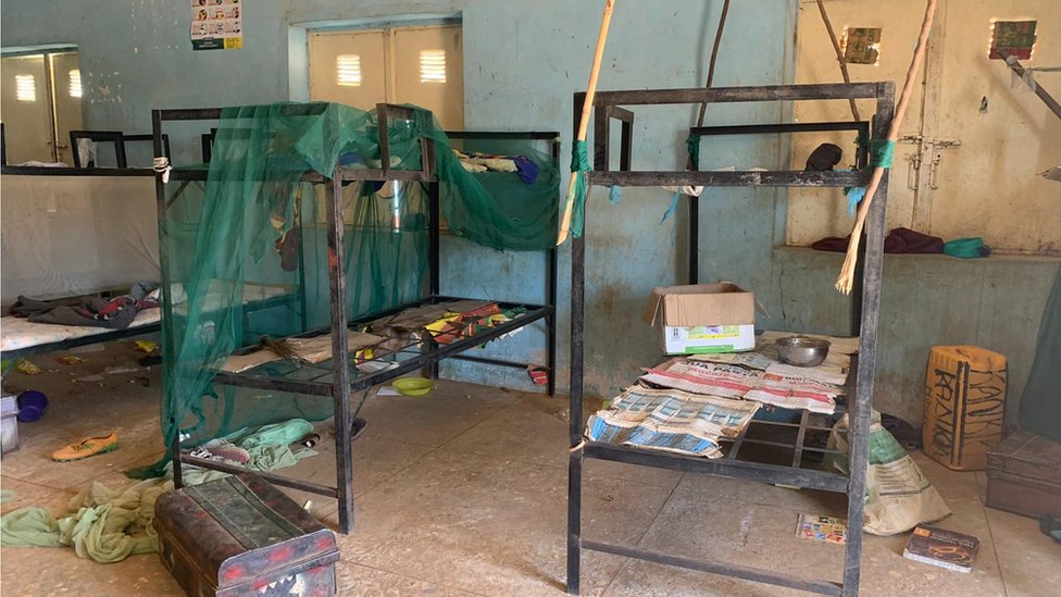 Deserted boarding rooms in the school after last week's attack