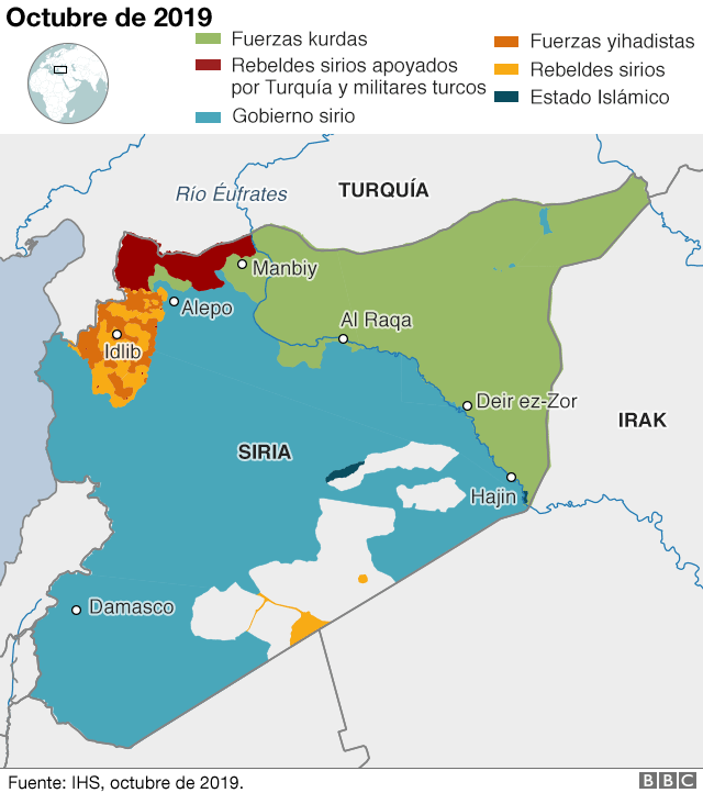 Mapa de Siria y sus países vecinos