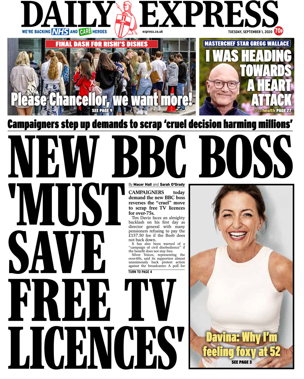 Front page of the Daily Express