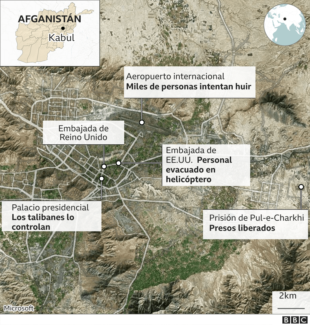 Mapa de Kabul, Afganistán