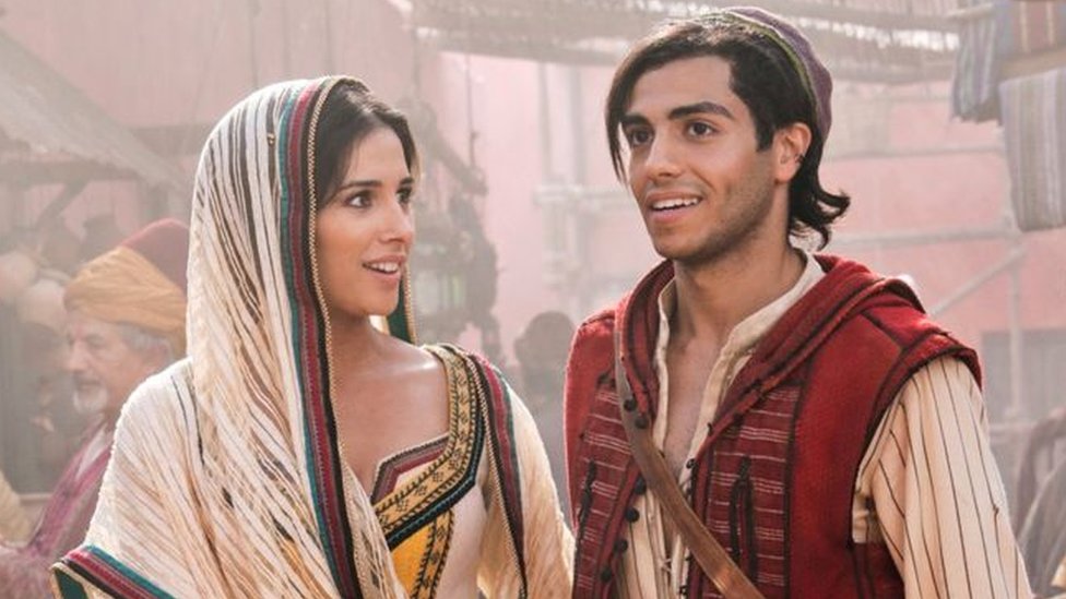 Naomi Scott and Mena Massou, stars of the 2019 live action remake of Aladdin