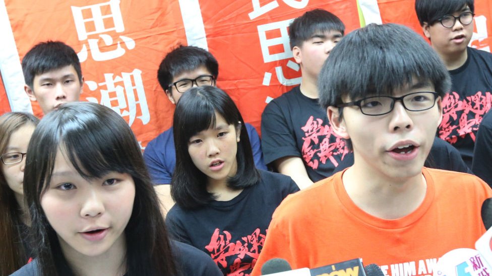 Scholarism spokeswoman Agnes Chow Ting (Left) and Scholarism Convenor Joshua Wong Chi-fung , 2016