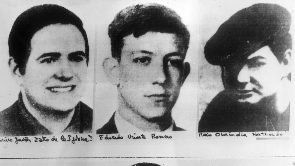Tres de los acusados de pertenecer a ETA en 1970.