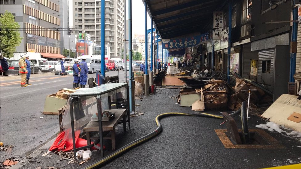 Japan S Historic Tsukiji Fish Market Catches Fire c News