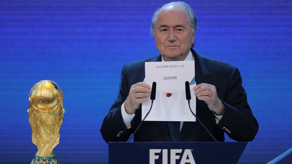 Sepp Blatter revealing Qatar as 2022 World Cup hosts in 2010