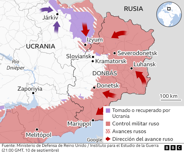 Territorio recuperado por Ucrania en la guerra contra Rusia