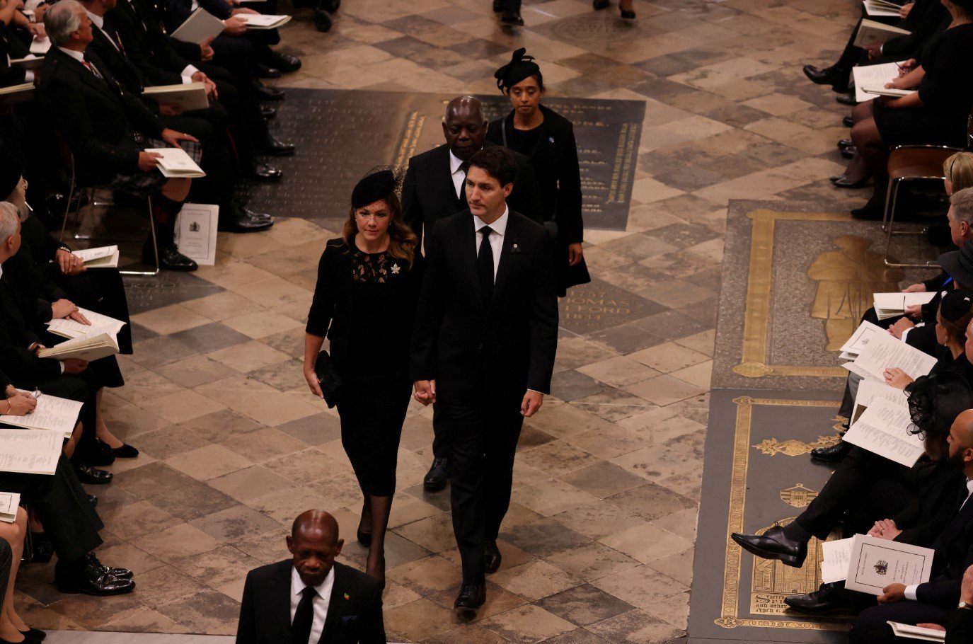 Justin Trudeau and his wife at the Queen's funeral