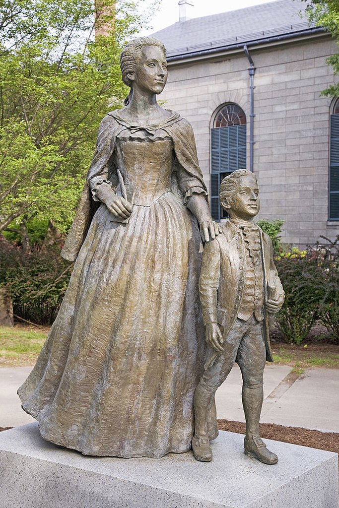 Estatua de Abigail Adams y su hijo John Quincy Adams, Quincy, Massachusetts.