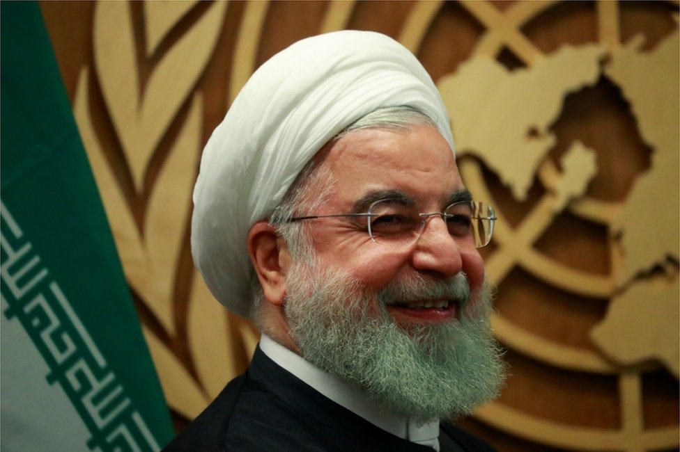 Президент Ирана Хасан Рухани на встрече в кулуарах ежегодной Генеральной Ассамблеи ООН в Нью-Йорке 25 сентября 2019 года.
