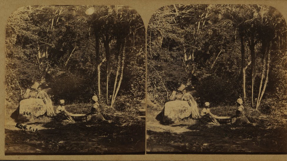 Foto de Revert Henry Klumb retrata lavadeiras na Tijuca por volta de 1860