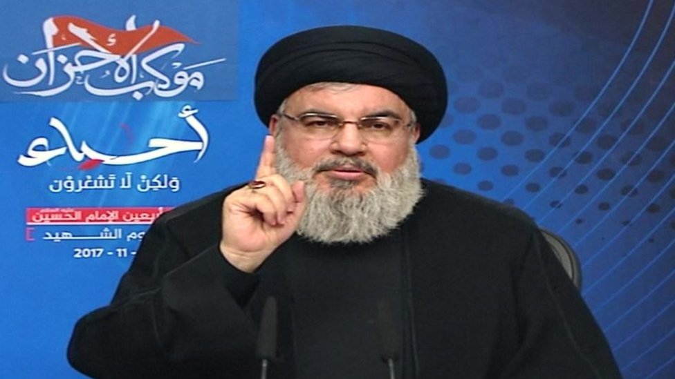 Hassan Nasrallah, líder de Hezbolá, acusó a Arabia Saudita de retener a Hariri contra su voluntad. Hassan Nasrallah, líder de Hezbolá.