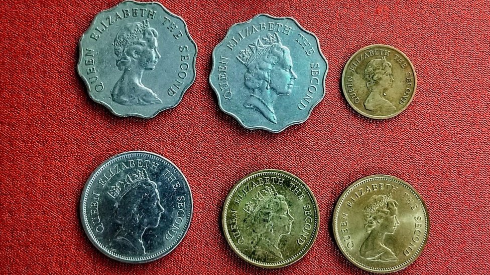 彭志銘珍藏的不同年代印有女王頭像的硬幣