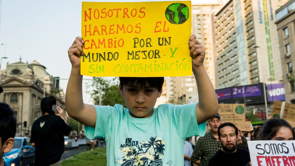 Manifestación a favor del medioambiente en Chile en 2019.