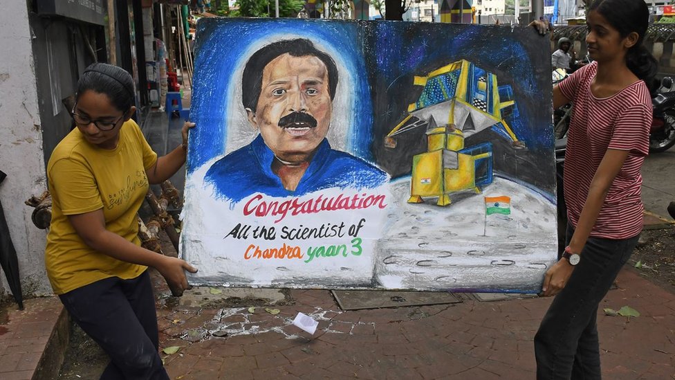 Painting celebrating Indian space mission