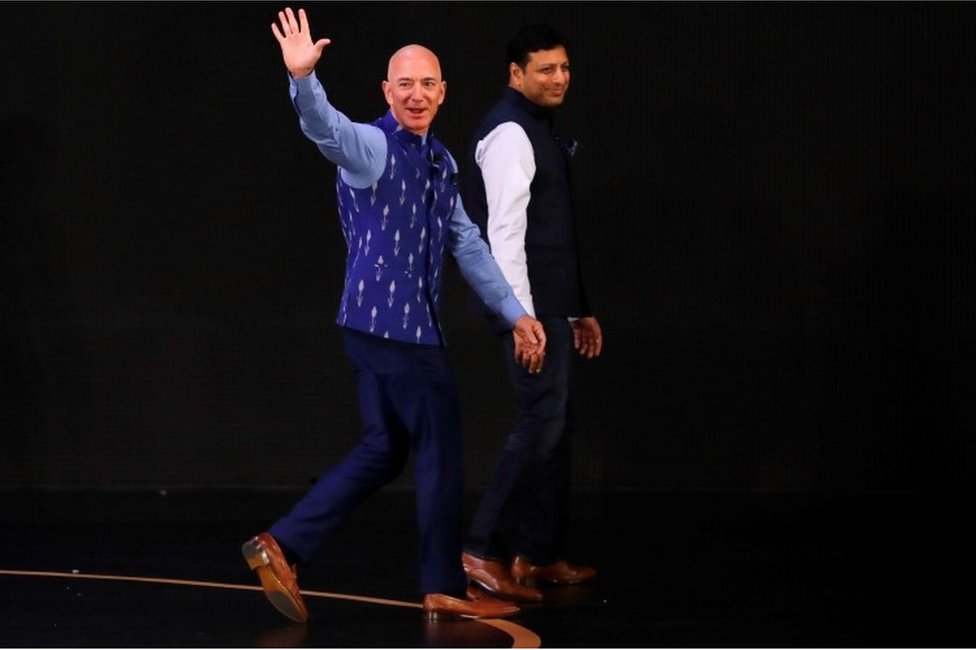 Джефф Безос, основатель Amazon, на мероприятии компании в Нью-Дели, Индия, 15 января 2020 г.