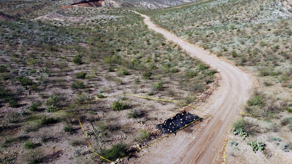The remote unpaved road where the attack happened
