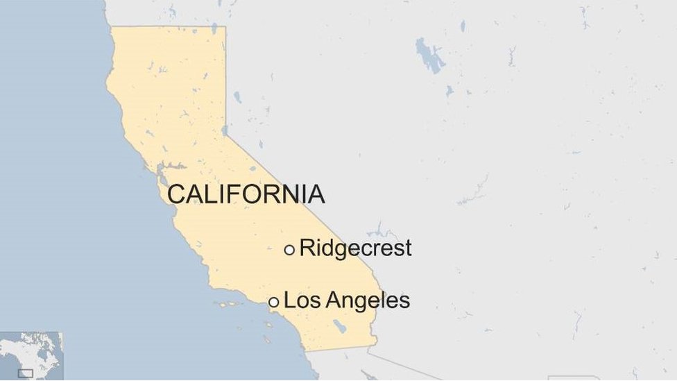 Карта с изображением Калифорнии и Риджкреста