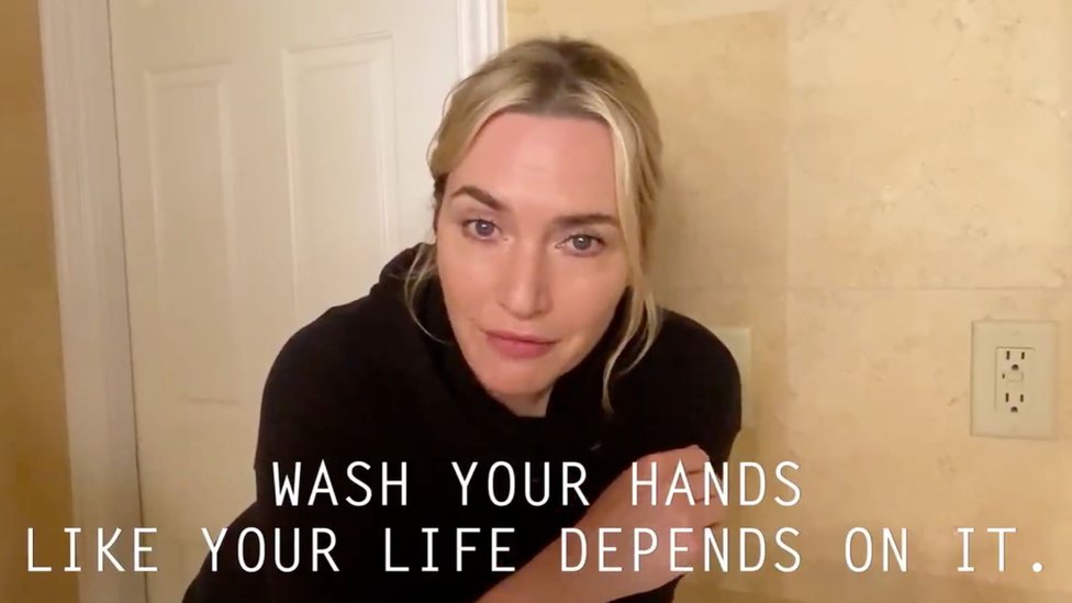 Кейт Уинслет говорит людям мыть руки.