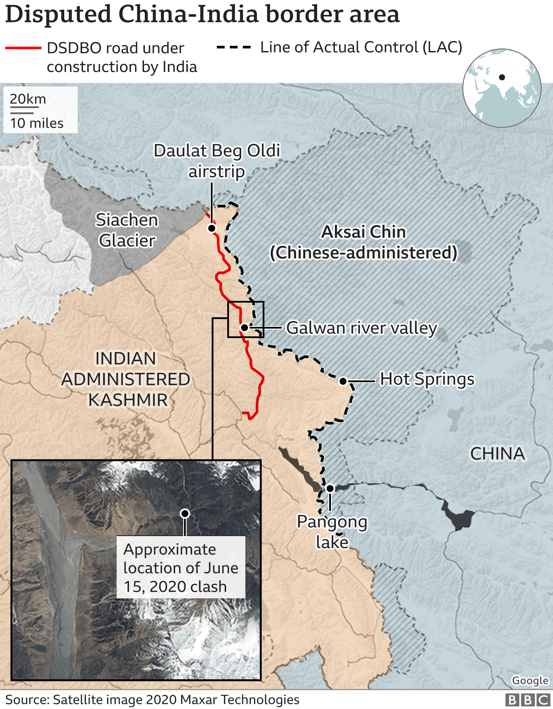 Спорная карта китайско-индийской границы
