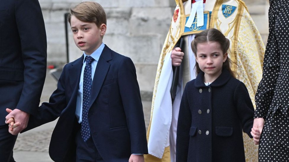 Prince George and Princess Charlotte attended the service with their parents