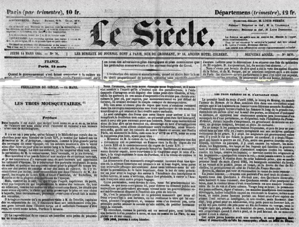Primera edición en el diario Le Siècle