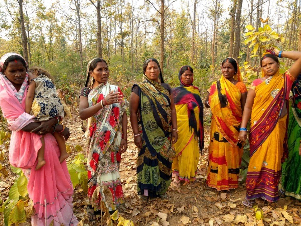 Parvati Devi y un grupo de mujeres