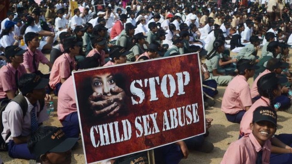 A protest in India against child sex abuse