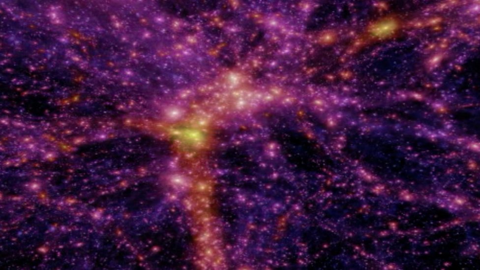 Simulação de computador mostra a matéria escura espalhada pelo Universo