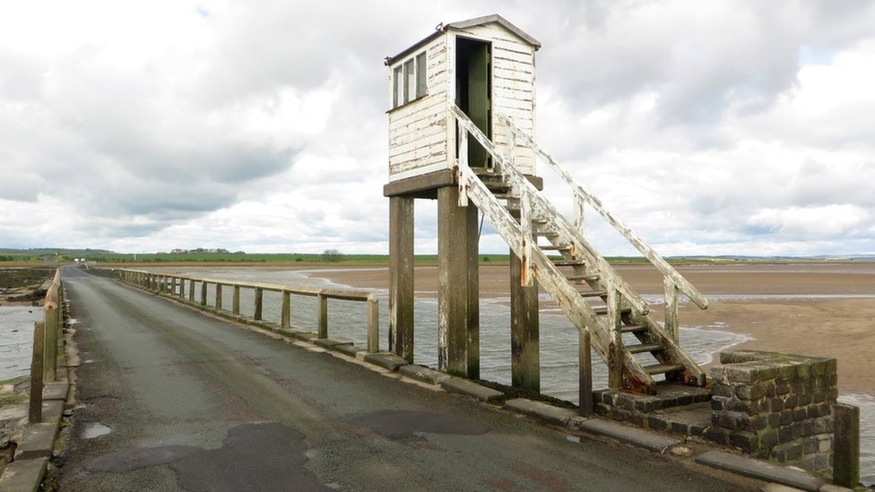 Driver Stranded At High Tide On Holy Island Causeway Bbc News