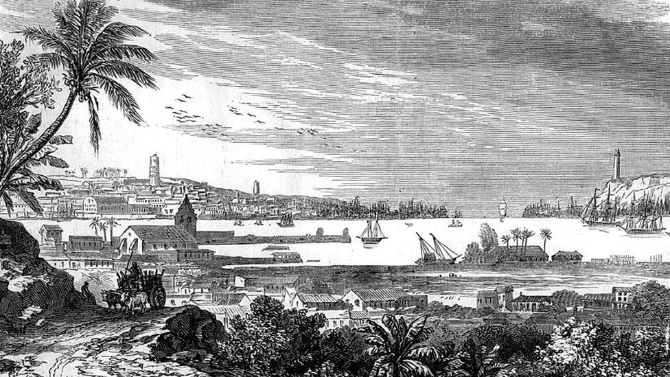 Grabado de La Habana en 1865.