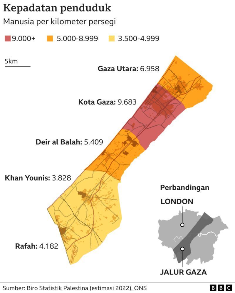 Peta kepadatan penduduk Gaza