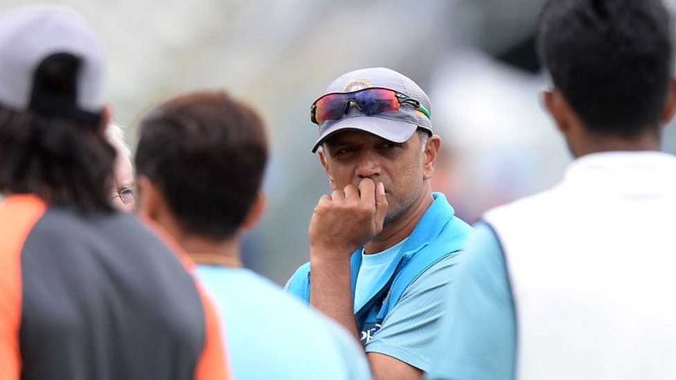 Rahul Dravid, coach of India A during Day Three of the Tour Match between England Lions and India A at New Road on July 18, 2018 in Worcester, England