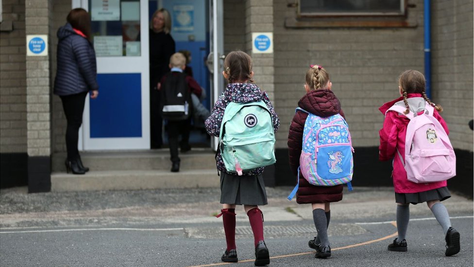 Pupils returning to school in Dundonald in September 2020