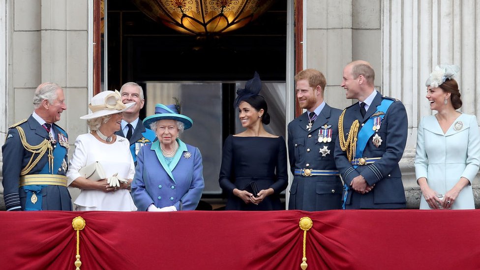 Members of the Royal Family at an event to mark the centenary of the RAF, 2018