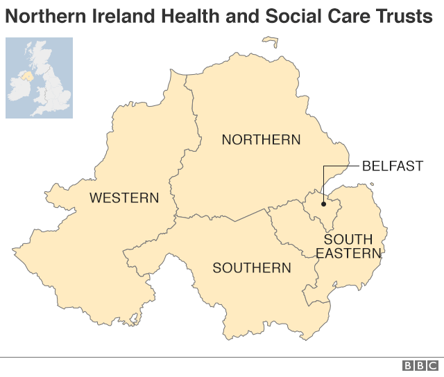 Карта трастов здравоохранения Северной Ирландии