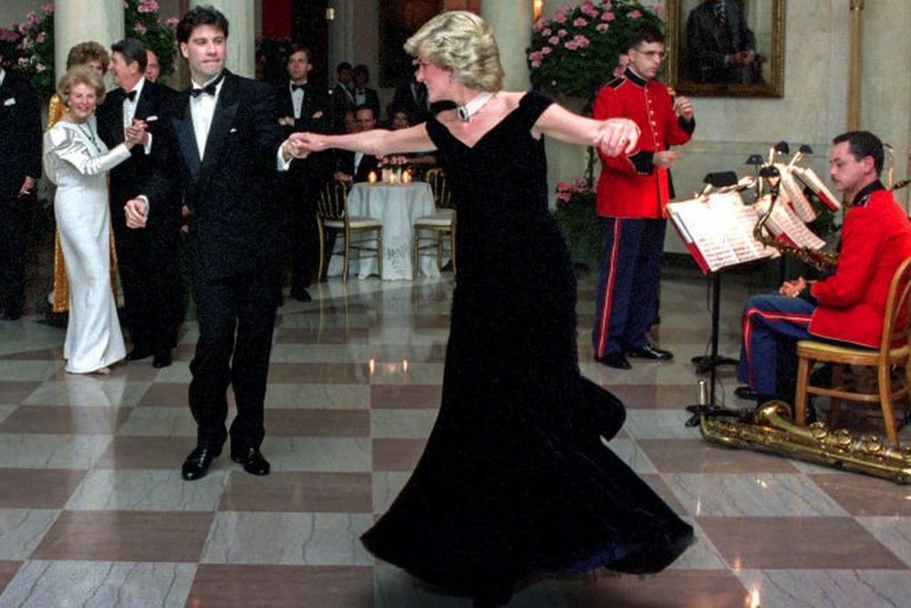 Princess Diana Dancing with John Travolta in Cross Hall at the White House