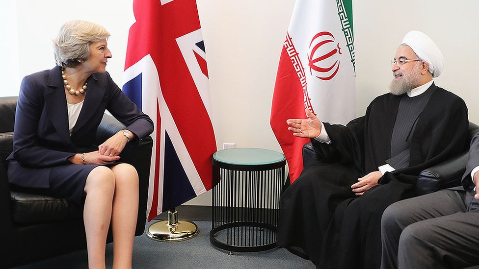 Тереза ??Мэй и президент Ирана Хасан Рухани
